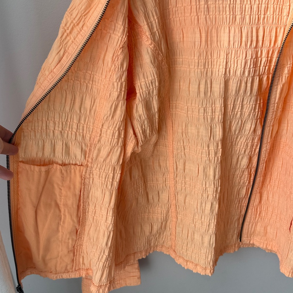 Christopher & Banks Crinkle Texture Zip Front Hooded Jacket Lightweight Layer - Picture 7 of 8